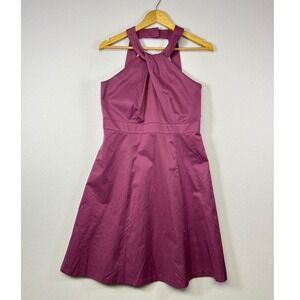 Cocktail Party Merona Collection Women 10 Purple Halter Twist Front A-Line Dress